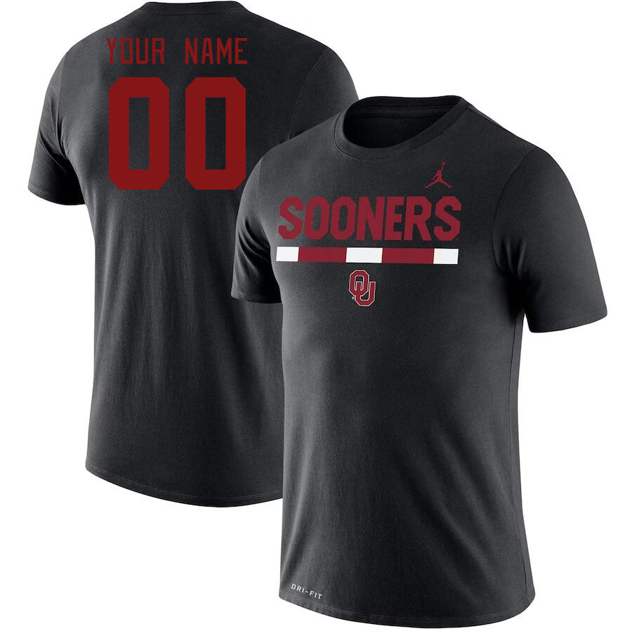 Custom Oklahoma Sooners College Name And Number Tshirt-Black - Click Image to Close